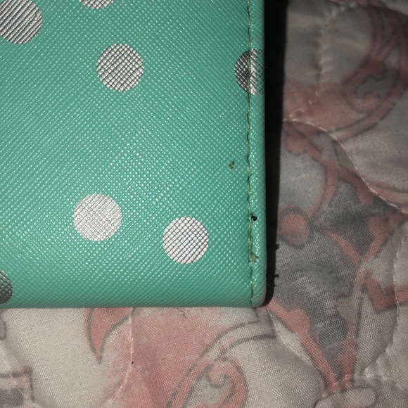 Teal & silver polka dotted wallet - Picture 4 of 4